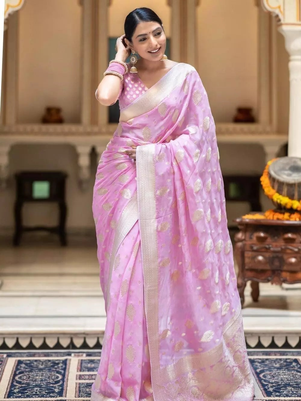 Women's Banarasi Soft Silk Saree With Blouse