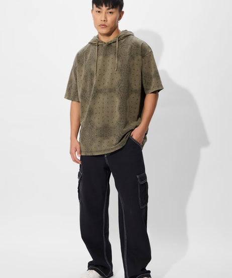 Hooded Olive Paisley Hooded T-Shirts