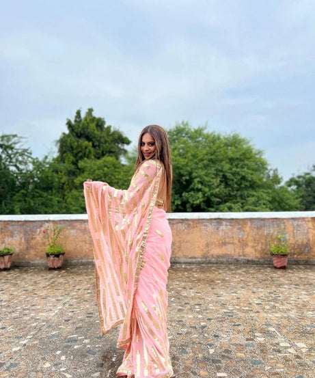 Georgette Beautiful Wedding Party Wear Saree & Blouse 11-JR