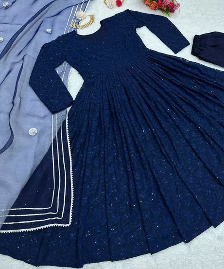 Designer Festival Wear Full Stitched Faux Georgette Top Pant Dupatta