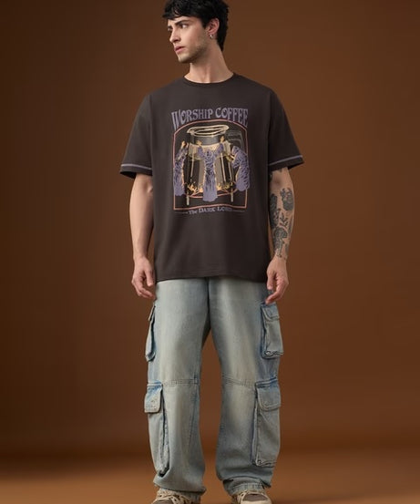 Steven Rhodes Worship Coffee Oversized T-Shirts