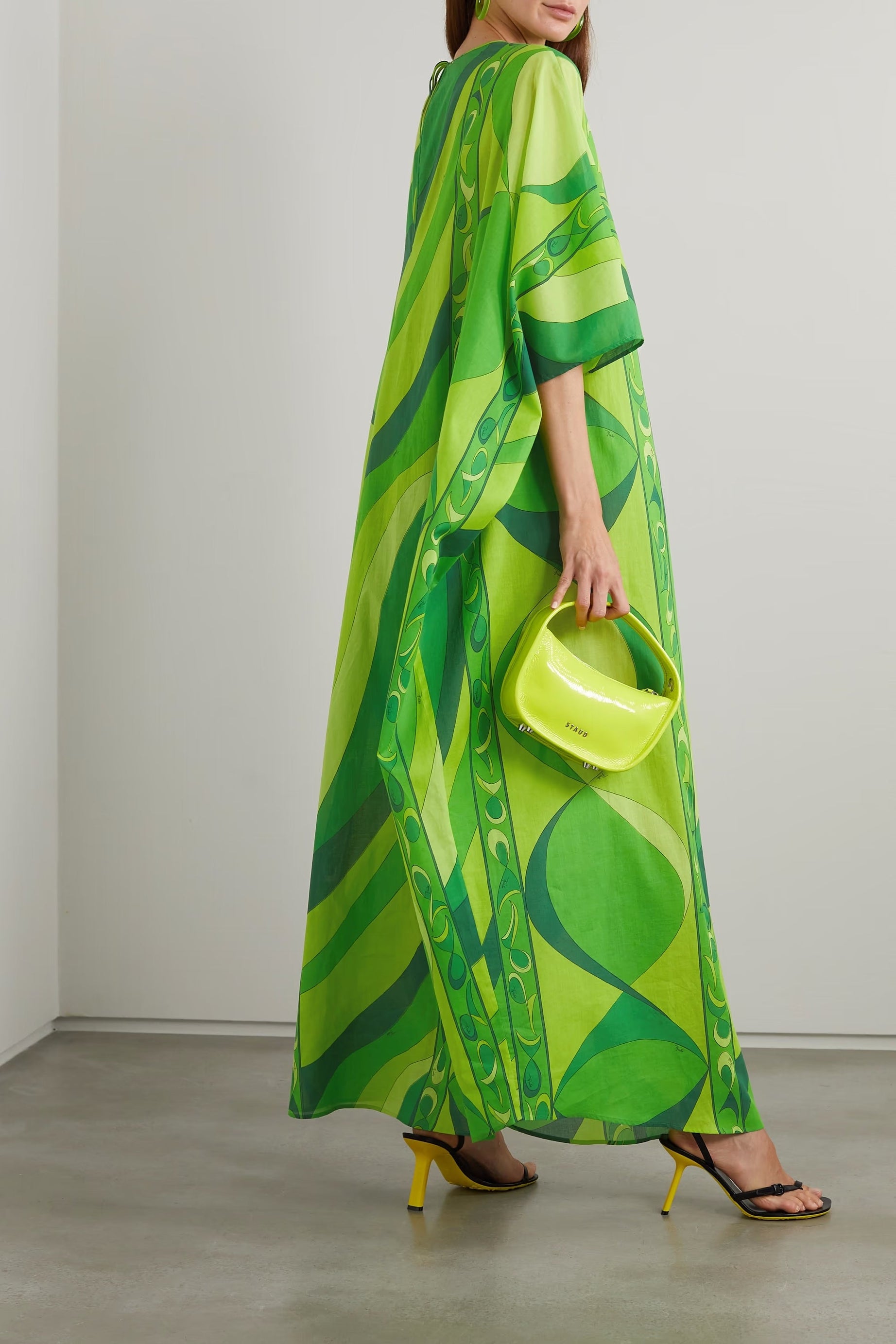 Green Soft Cotton Blend Digital Printed Long Kaftan For Women's