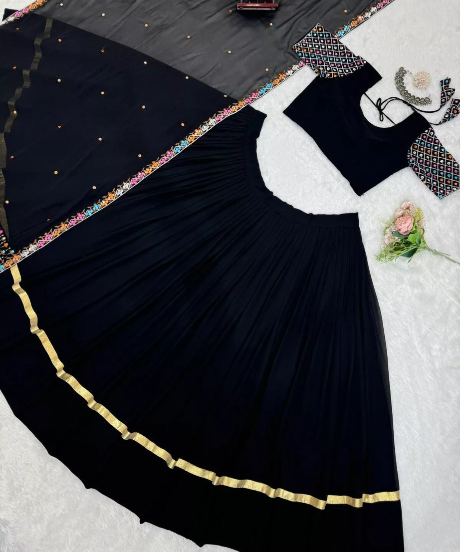 Festival Style Faux Georgette Lehenga Blouse Dupatta