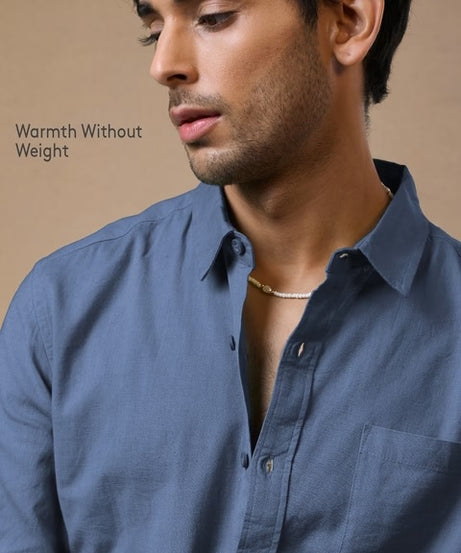 Deep Blue Cotton Linen Shirts