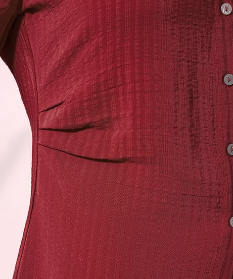 Red Side Rouching Shirt Women Shirts