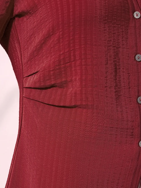 Red Side Rouching Shirt Women Shirts