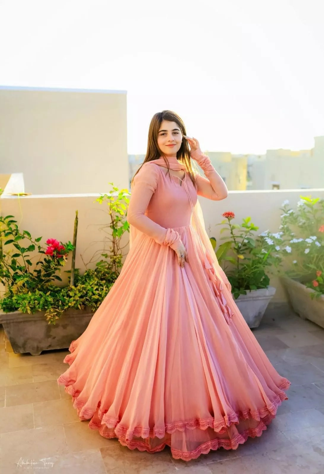 Traditional Wear Faux Georgette Long Anarkali Gown & Dupatta