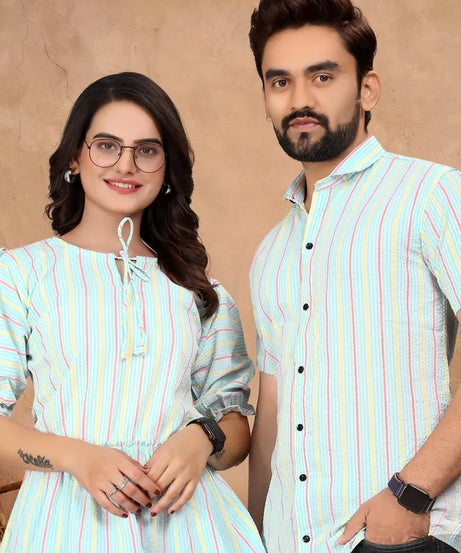 Presenting Couple Men's Shirt & Female Tunic Combo Set