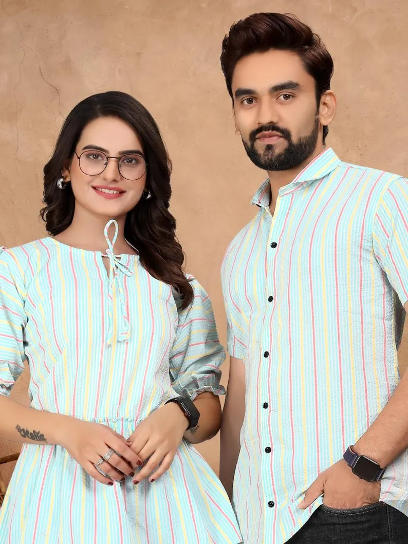 Presenting Couple Men's Shirt & Female Tunic Combo Set
