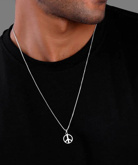 Silver Heavenly Peace Pendant With Box Chain For Him