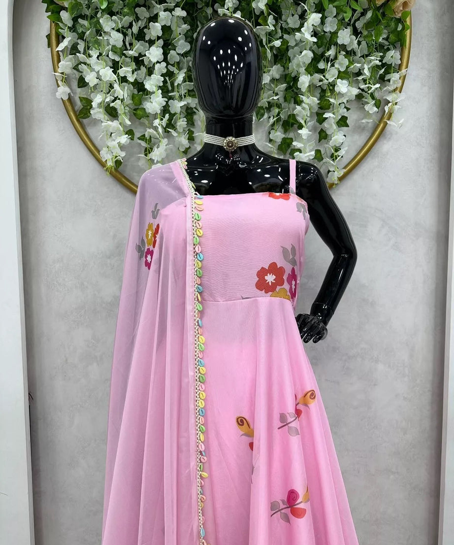 Silk Organza Stitched Beautiful Classic Anarkali Top Pant & Dupatta