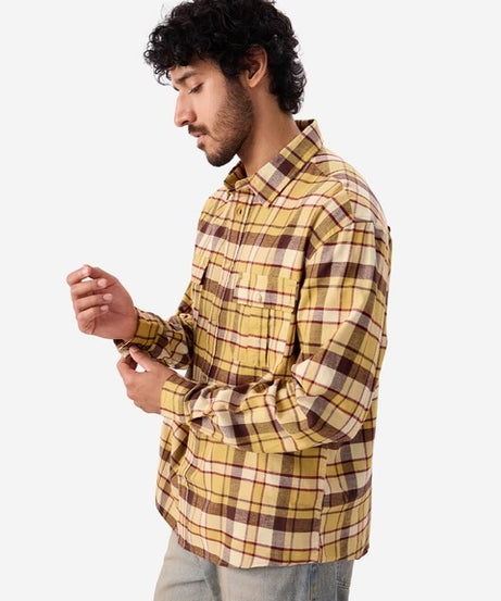 Plaid Oak Buff Men Utility Shirts