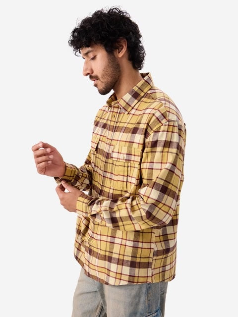 Plaid Oak Buff Men Utility Shirts
