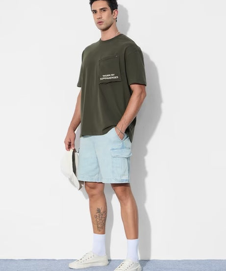 Utility Olive Green Oversized T-Shirts