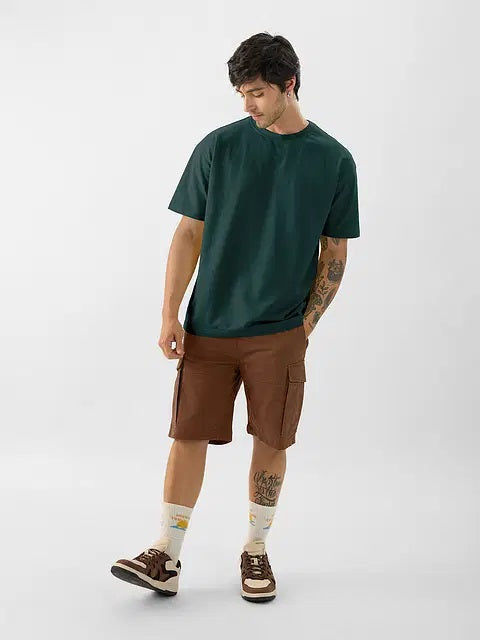 Solids Emerald Green Oversized T-Shirts