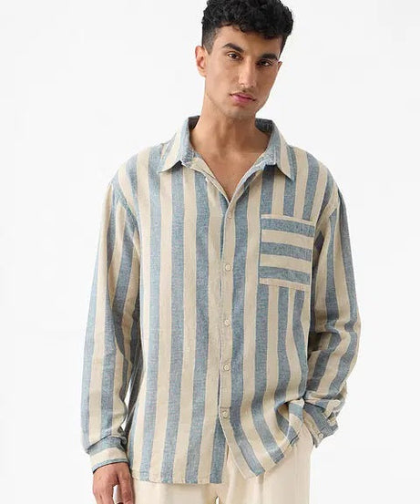 Cotton Linen Stripes Coastal Shirts