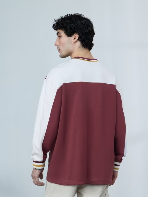 Varsity Scarlet Oversized Full Sleeve T-Shirts
