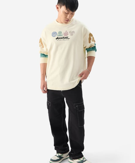 Avatar Aang And Appa Oversized Full Sleeve T-Shirts