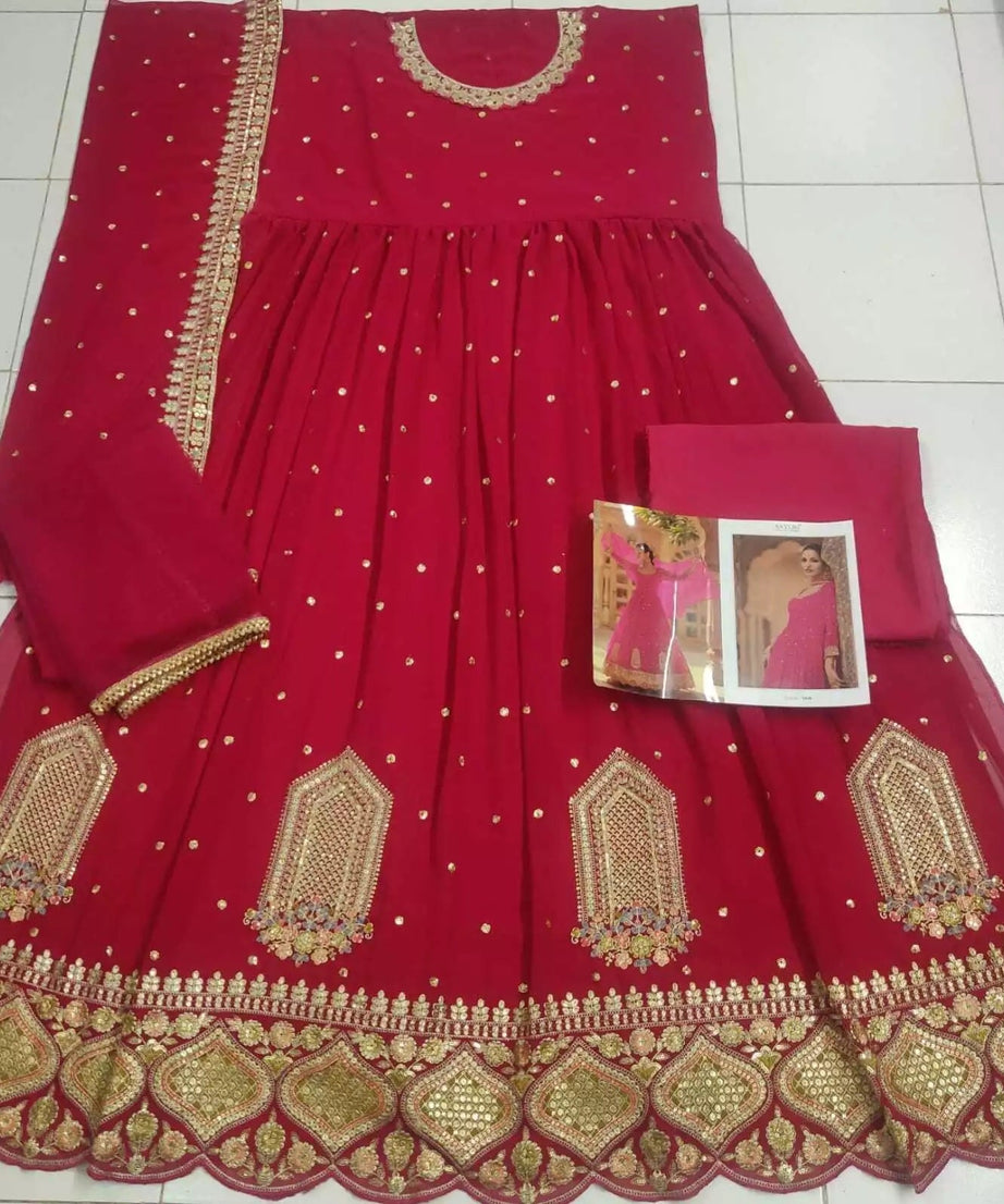 Heavy Faux Georgette Bollywood Top Bottom & Dupatta