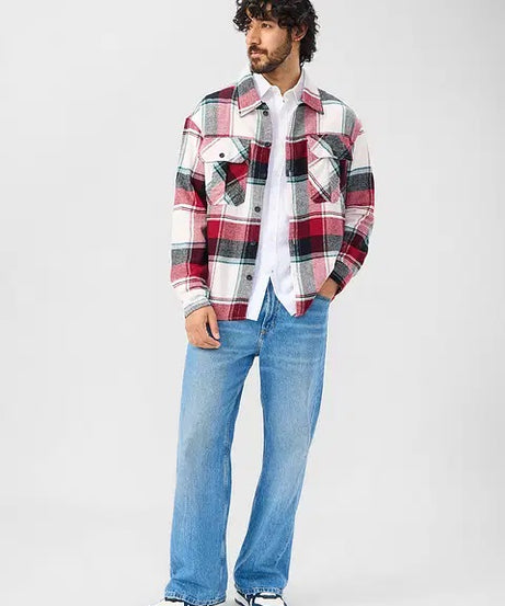 Patriotic Plaid Men's Flannel Shirt