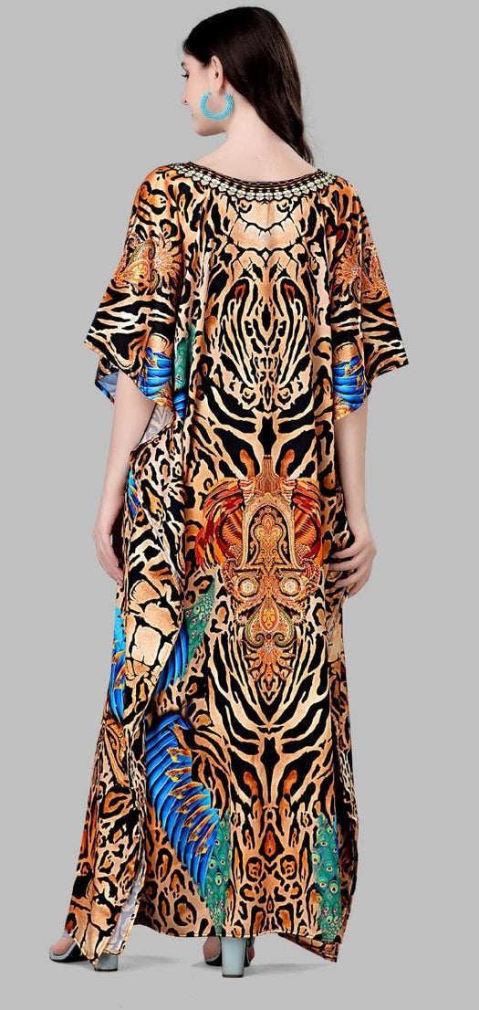 Women's Free Size Kaftan Dress Lightweight V-Neck Batwing Sleeve Beach Cover Up