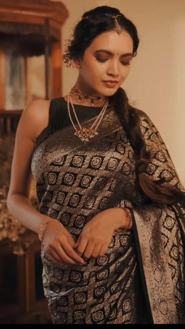 Soft Lichi Silk With Jacquard Work Fancy Saree With Blouse