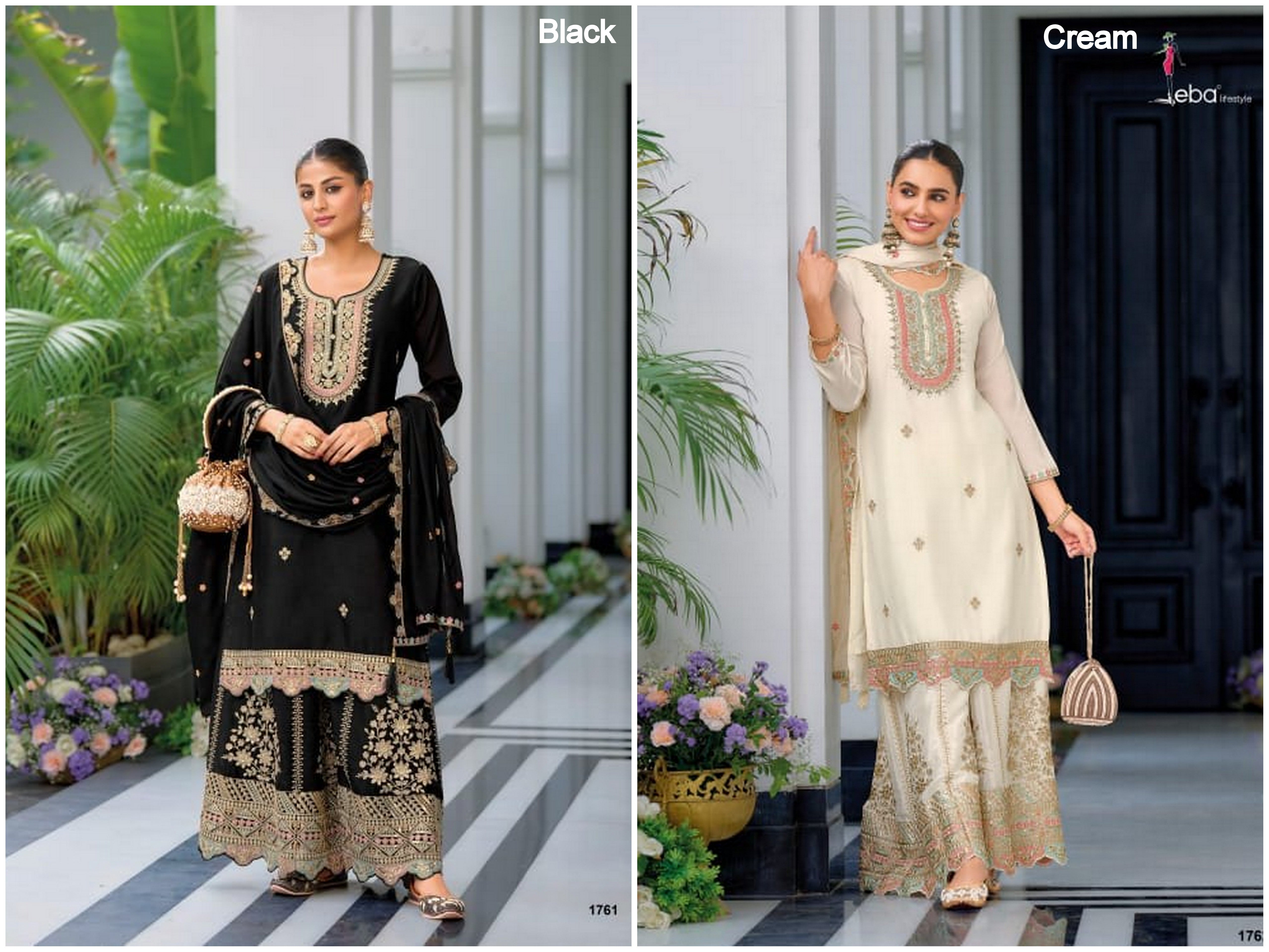 Real Chinon With Embroidery Designer Traditional Top Palazzo With Dupatta