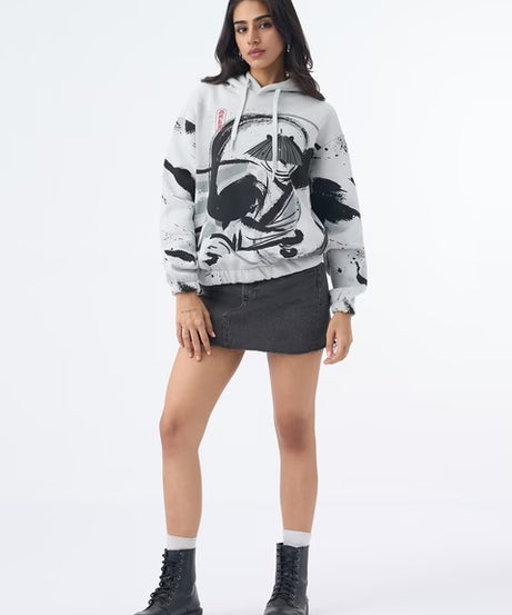 Kung Fu Panda Inky Warrior Women Oversized Hoodies