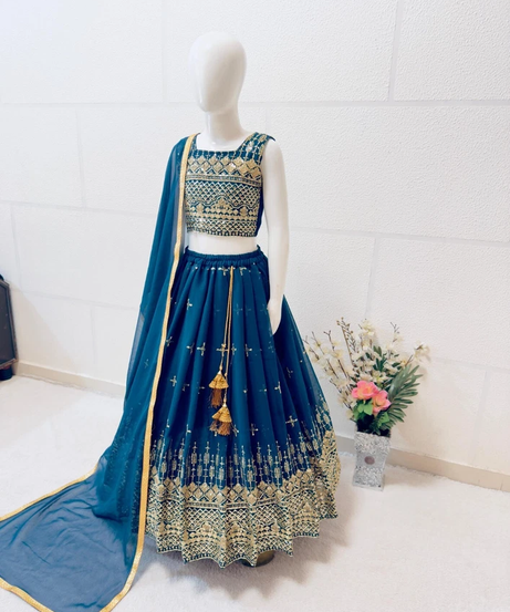 Trending Kids Wear Sequence Embroidery with Beautiful Work Lehenga Blouse with Dupatta 22-MNT