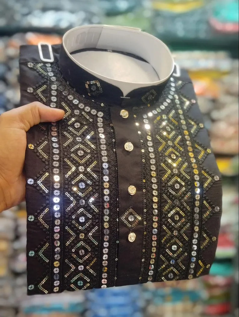 Rayon cotton Fancy Roman Silk Men's Kurta Set