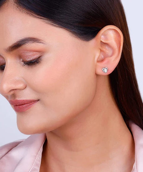 Silver Zircon Small Heart Studs Made with 925 Silver