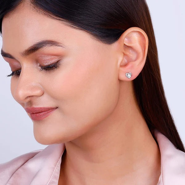 Silver Zircon Small Heart Studs Made with 925 Silver