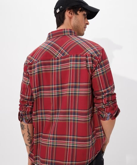 Plaid Tartan Men Utility Shirts