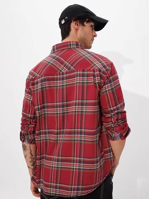 Plaid Tartan Men Utility Shirts