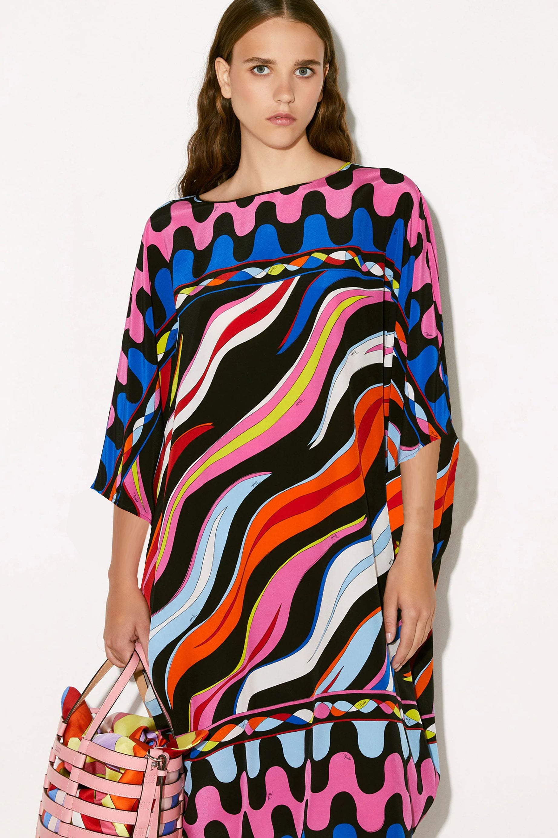 Silk Crepe Digital Printed Multi Color Caftan   For Women's Short Kaftan