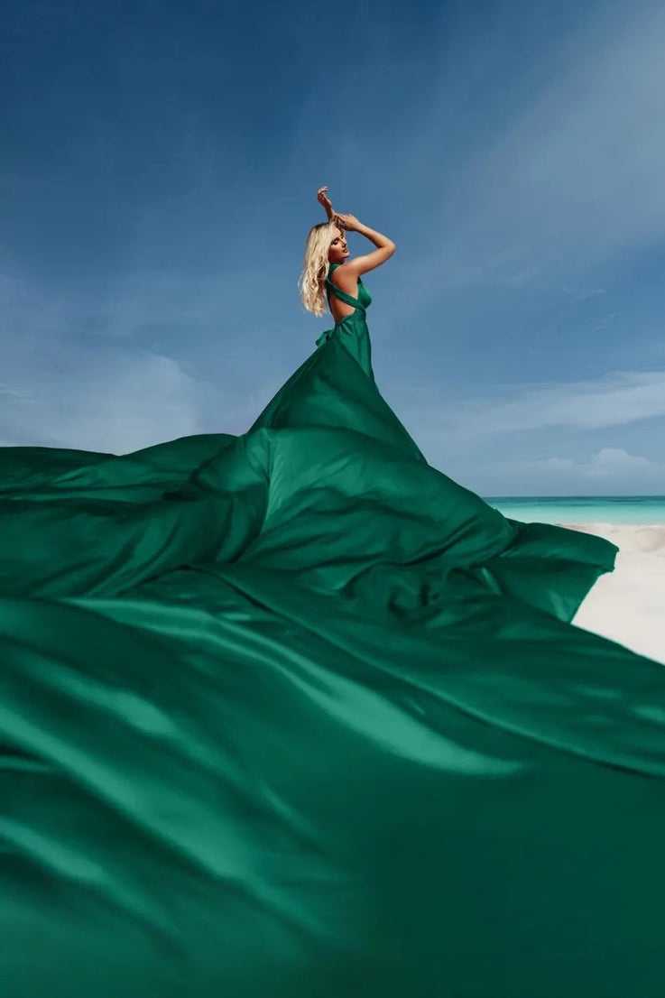 Long Flowy Dresses For Photography Emerald Flying Dress