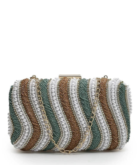 Traditional Embellished Faux Silk Box Clutch
