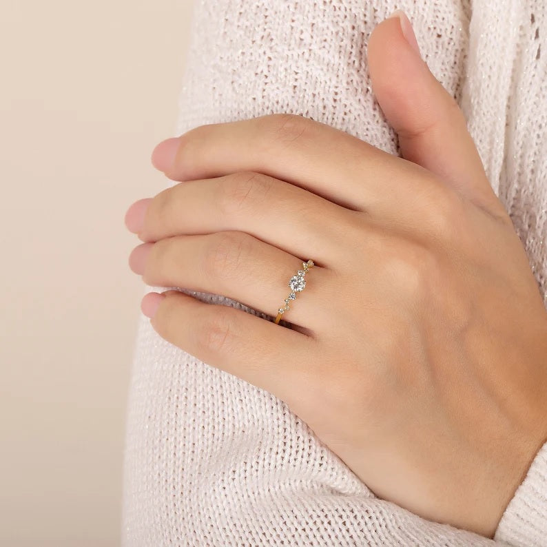Minimalist Cluster Engagement Ring