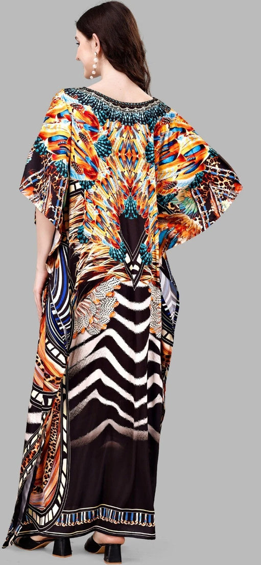 Free Size Beach Kaftan Dresses for Women Print V-Neck Long Swimsuit Cover Ups