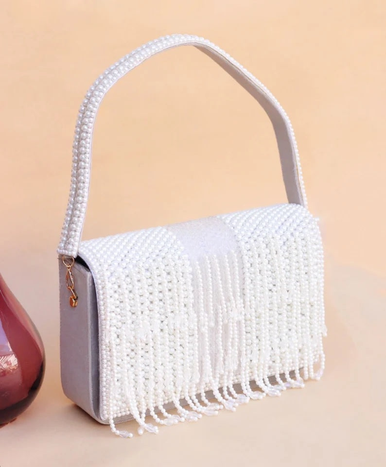 Pearl And Beads Work Clutch
