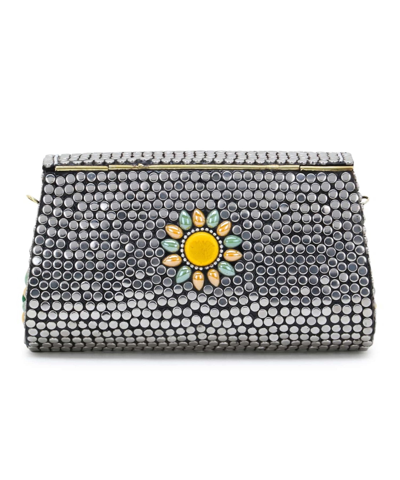 Mosaic Metal Clutch with Stone Work