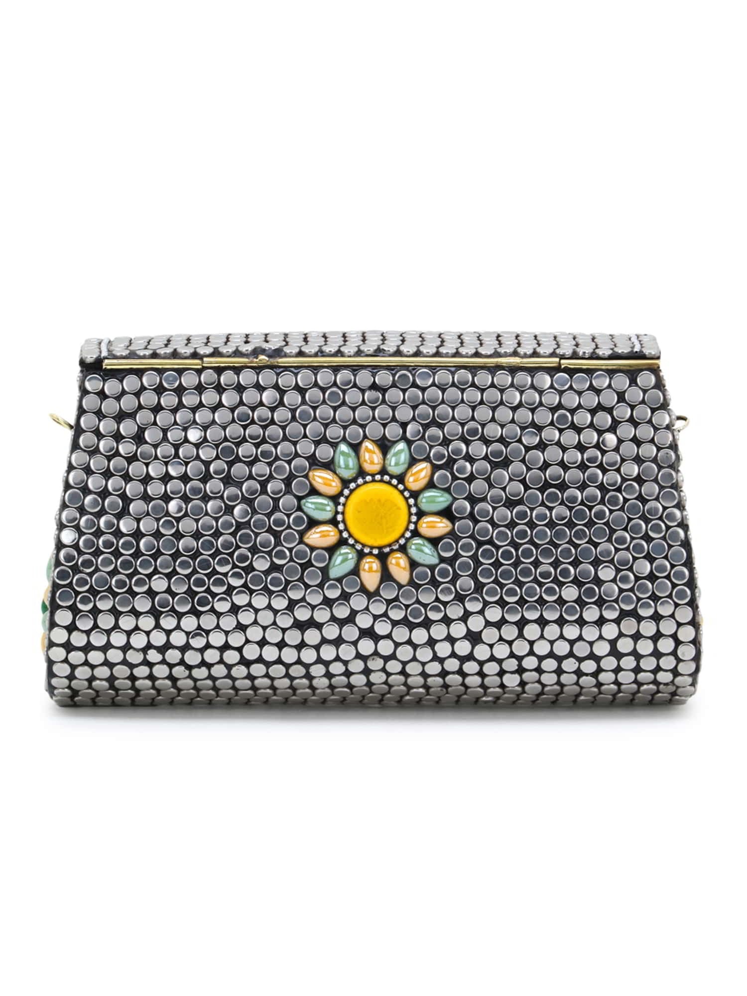 Mosaic Metal Clutch with Stone Work