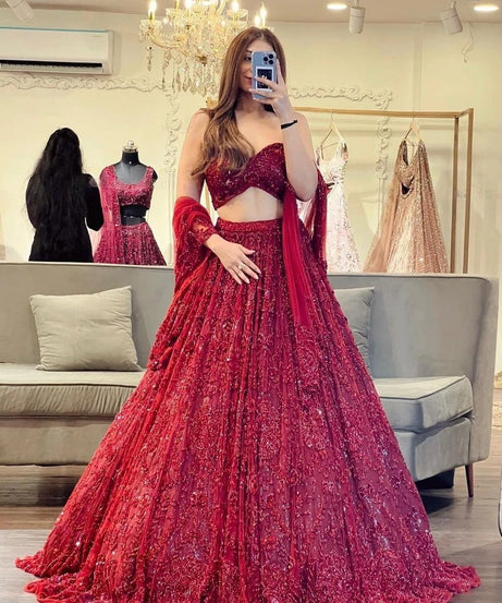 Stylish Wedding Lehenga Choli Bridesmaids With Glitter Dori Work , Ethnic Lehenga Choli 12-BS