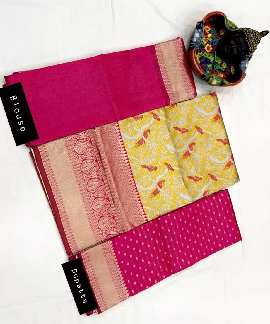 South Indian Style Party Lehenga Blouse Dupatta