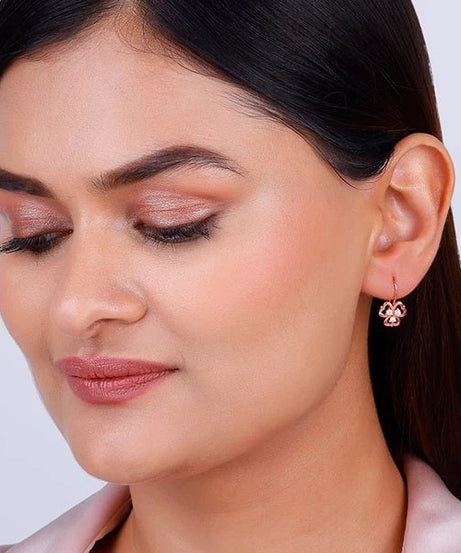 Rose Gold Three Leaf Clover Earrings