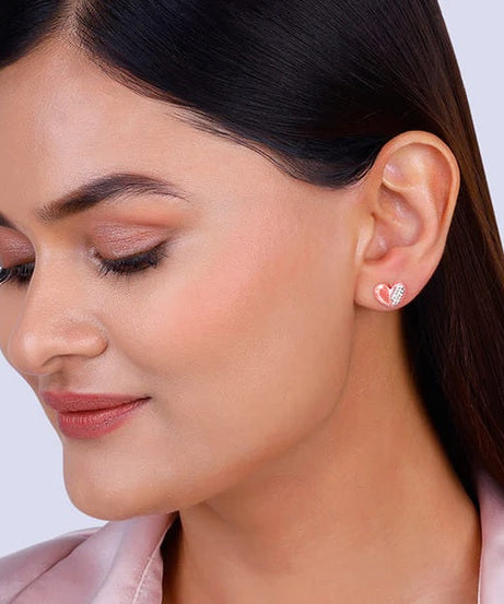 Rose Gold Made for Each Other Stud Earrings