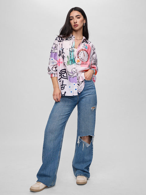 Textured Cinderella Women Boyfriend Shirts