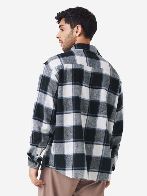 Plaids Black, White Men Relaxed Shirts