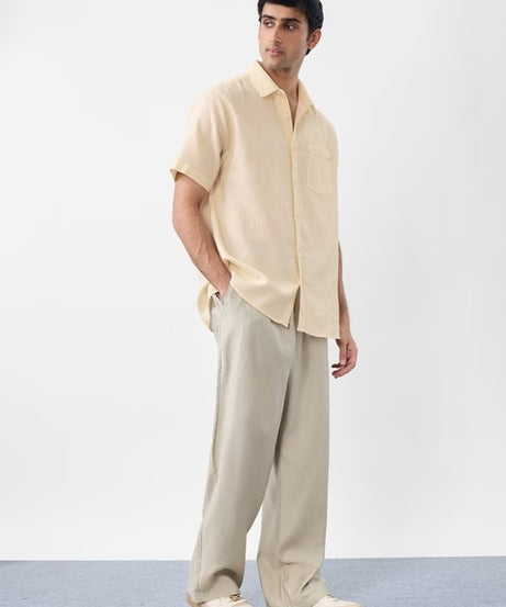 Textured Shirt Ivory Men Textured Shirts