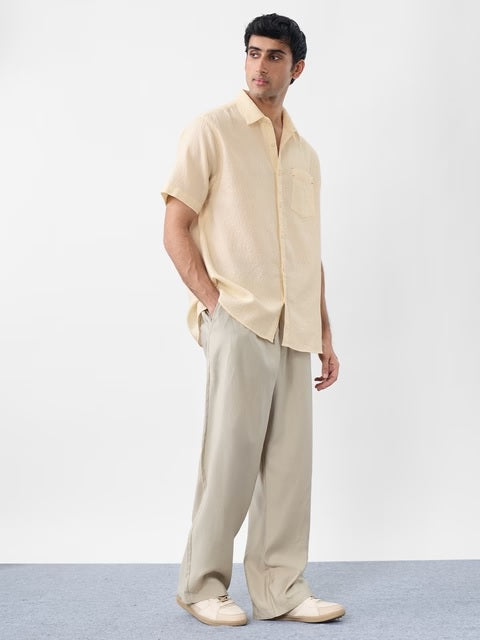 Textured Shirt Ivory Men Textured Shirts